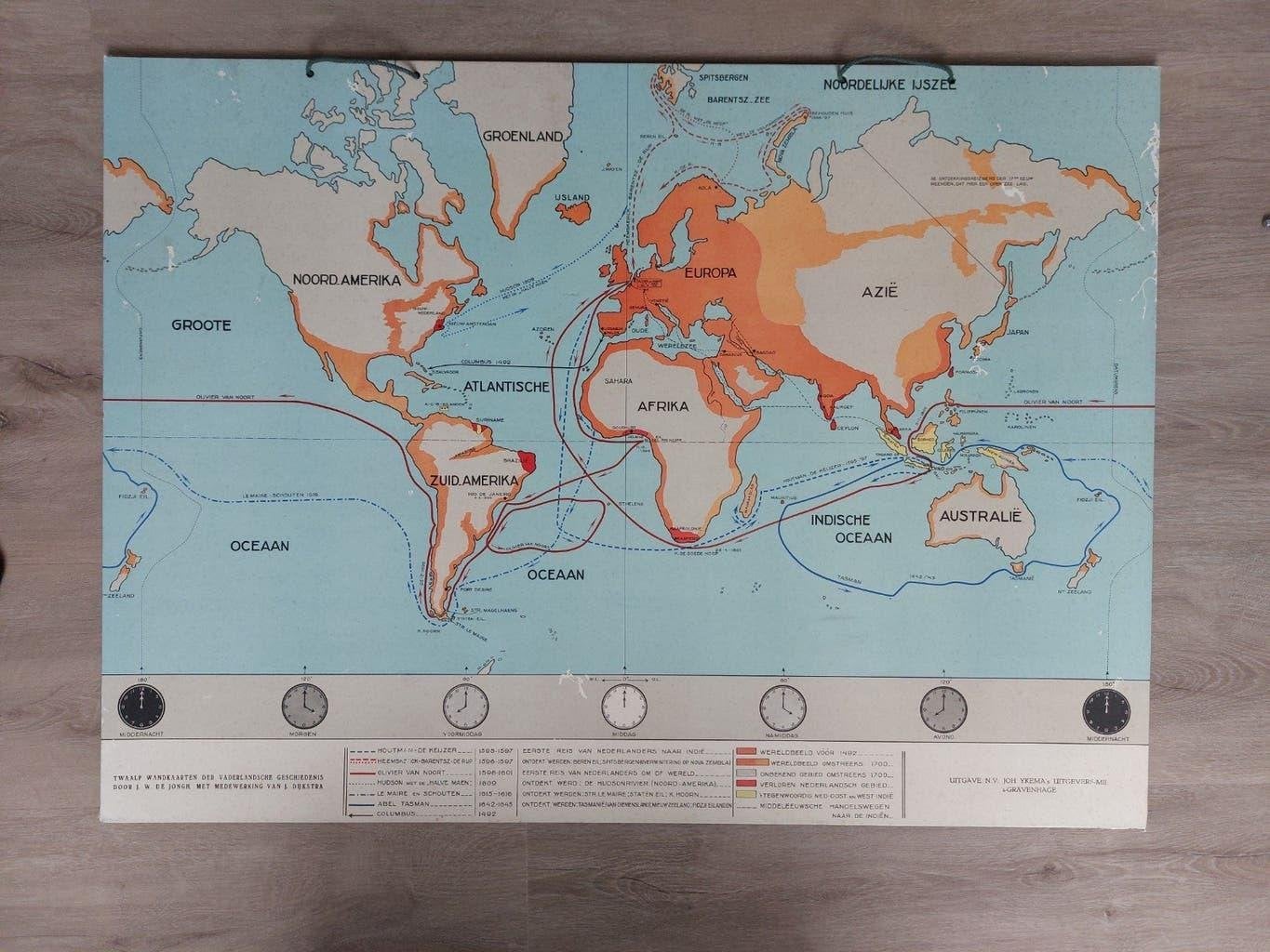 Historische Wereldkaart Ontdekkingsreizen (ca. 70x95 cm), Landkaart, 1800 tot 2000, Wereld, Ophalen