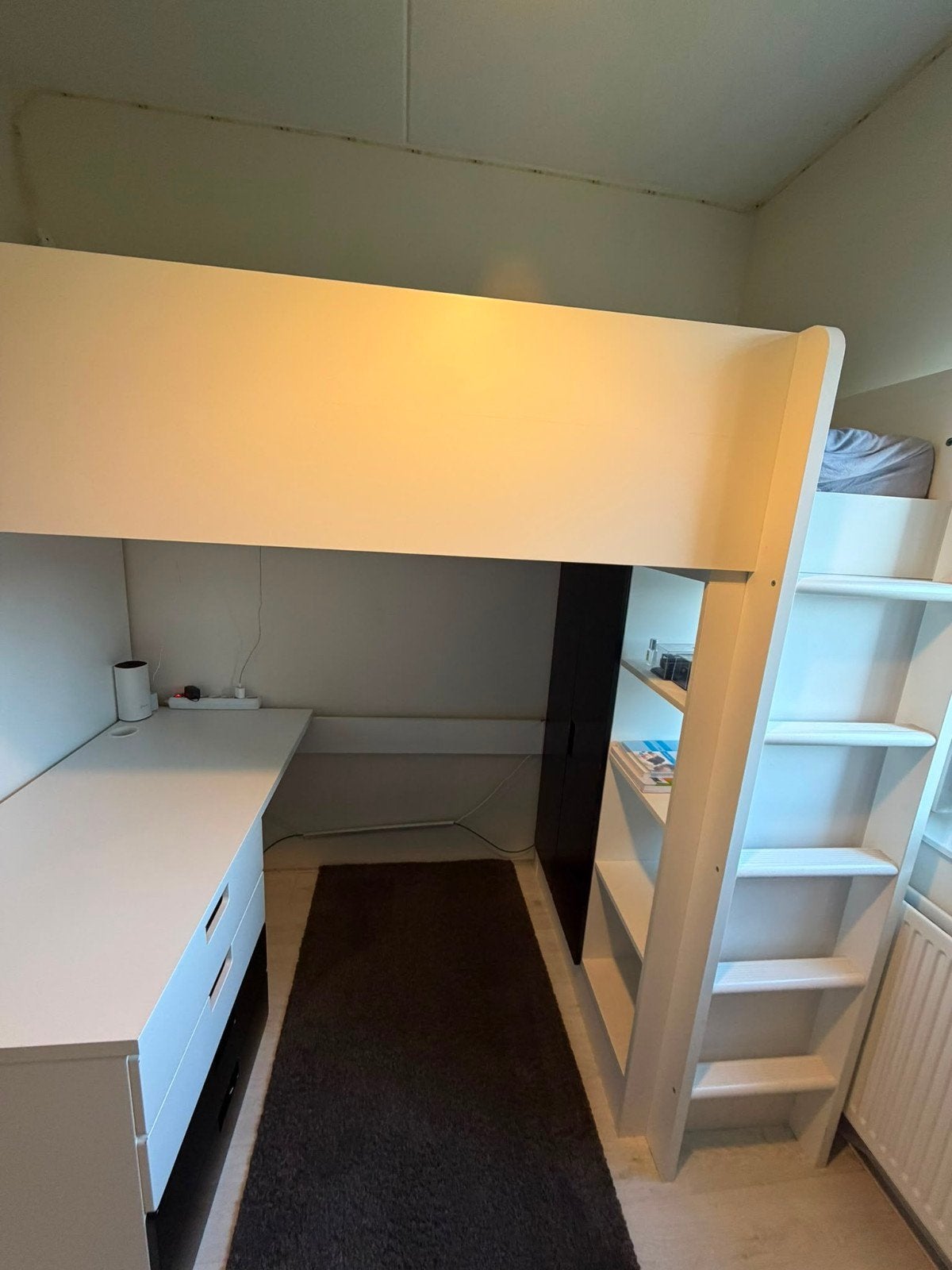 ikea hoogslaper, inclusief matras, kast en bureau, Ophalen, Gebruikt, Eenpersoons, 90 cm