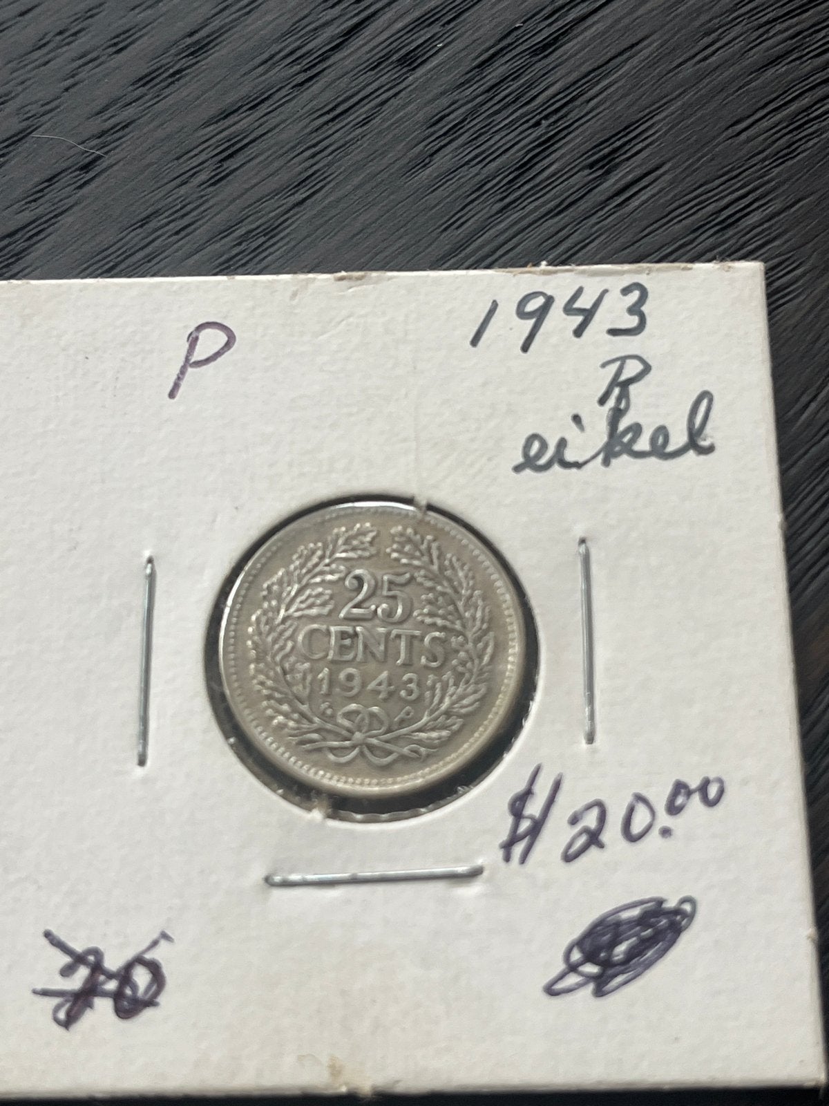 Zilveren 25 Cents munt 1943 Wilhelmina, Zilver, 25 cent, Ophalen of Verzenden, Koningin Wilhelmina
