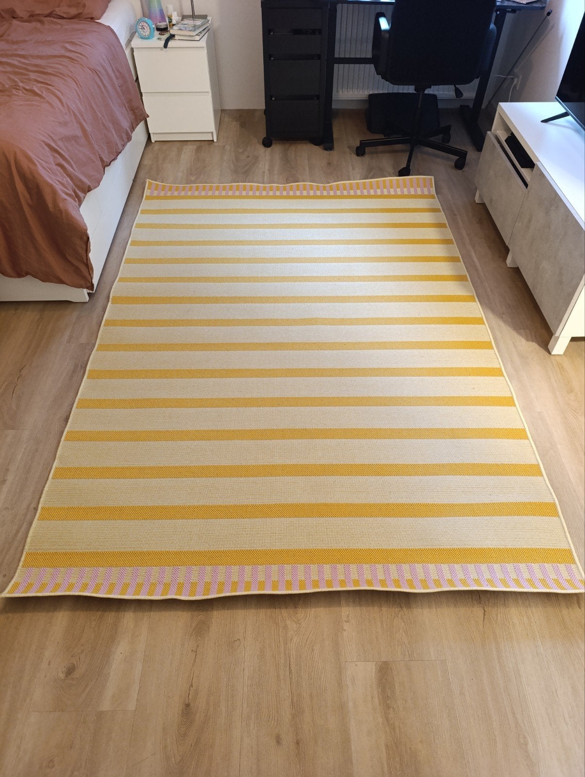 IKEA KORSNING Vloerkleed - Geel gestreept (160x230 cm), Ophalen, Overige kleuren, 150 tot 200 cm, 200 cm of meer