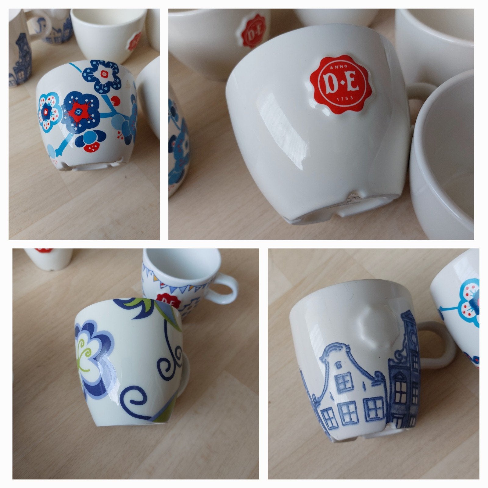Douwe Egberts set van 14 grote bekers+ diversen., Overige merken, Zo goed als nieuw, Porselein, Mok