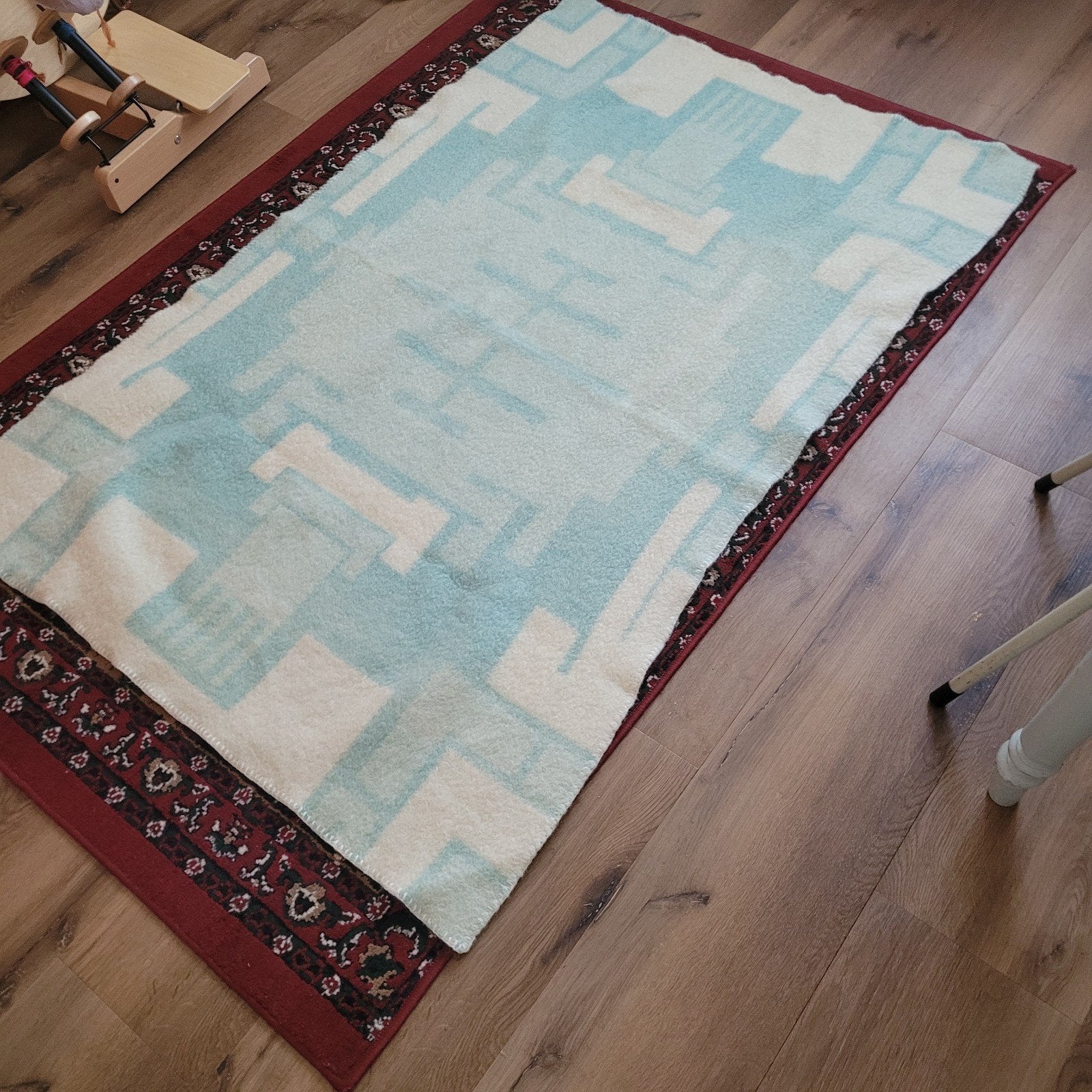 vintage 100% wollen deken,pastel kleuren, Ophalen, Gebruikt, Eenpersoons, Deken of Dekbed