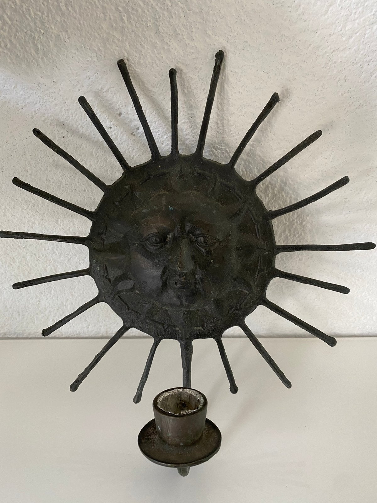 Wand kaarshouder zon, metaal, Ophalen