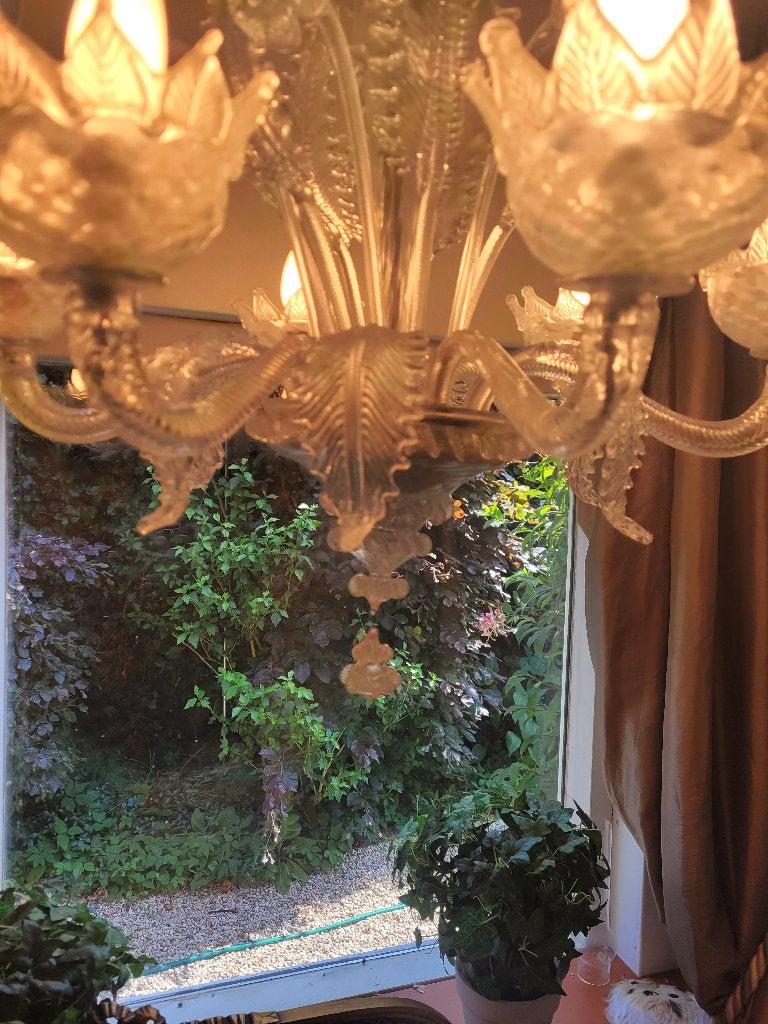 Antieke mond geblazen Murano lamp hoogte circa 60 cm, Ophalen