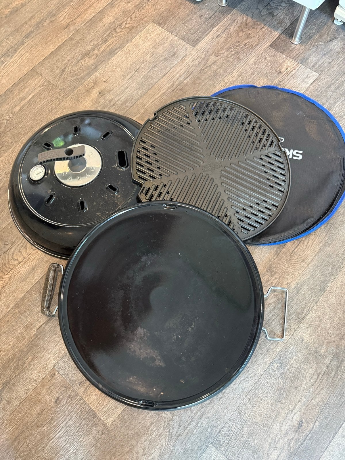 Skottelbraai met deksel, wok en grillplaat, Ophalen of Verzenden, Gebruikt