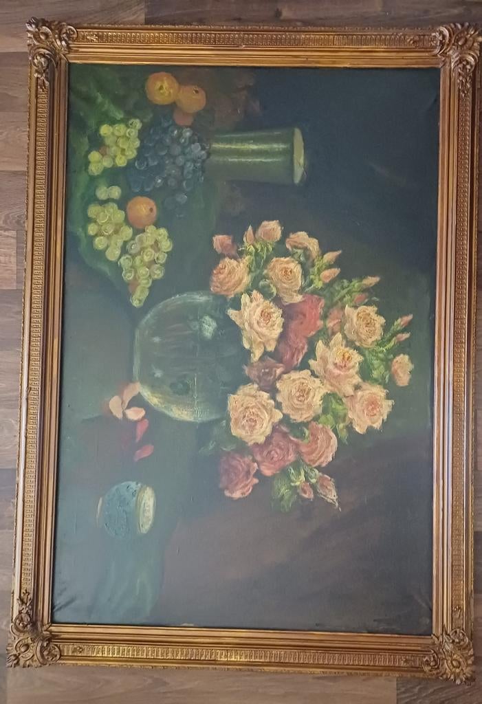 Olieverf Schilderij: Bloemen en Fruit Stilleven, Ophalen