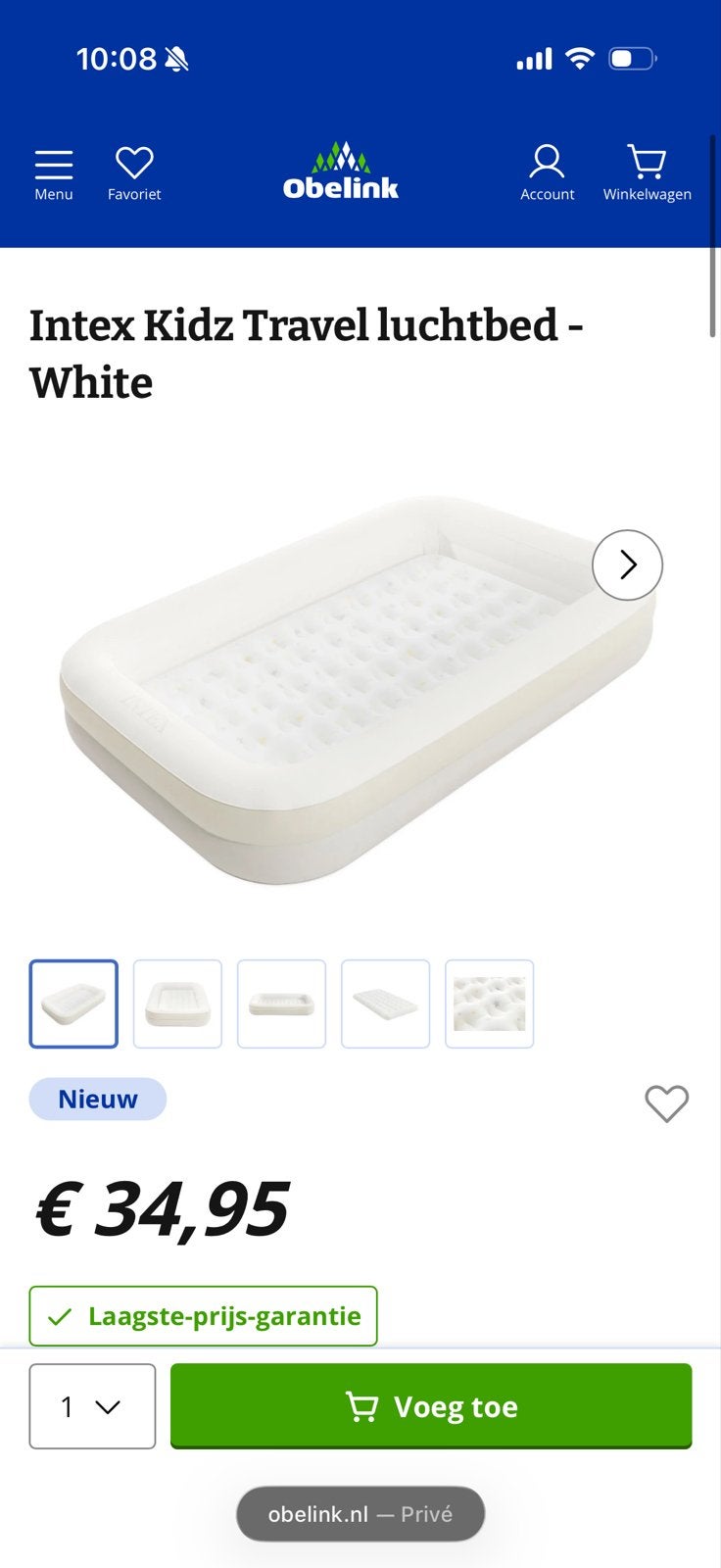 Intex Peuter Luchtbed met Handpomp - Nieuw in Verpakking, Ophalen, Nieuw