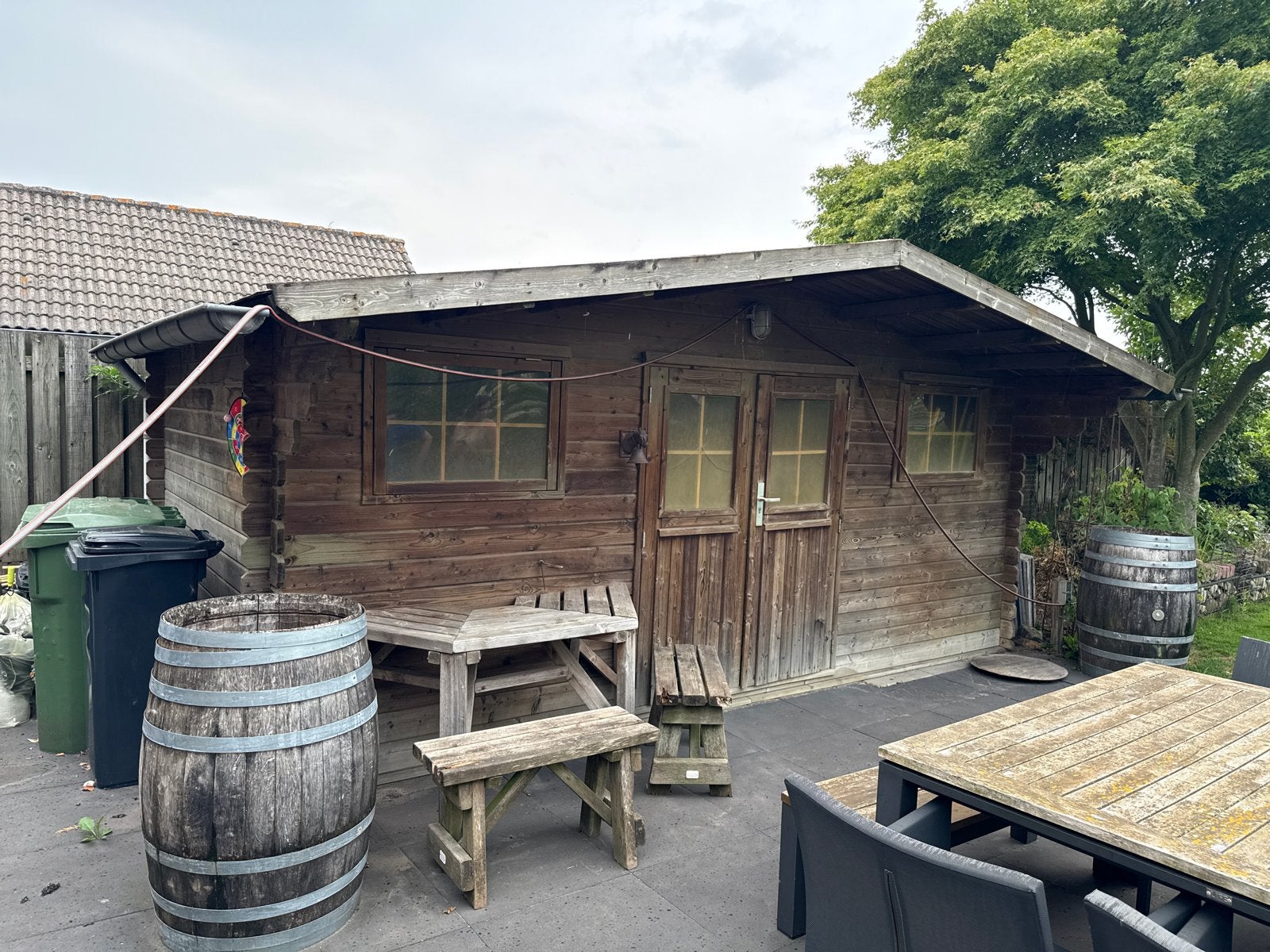 Houten tuinhuisje 480x275 cm - Zelf demonteren, Ophalen, Tuinhuis, 250 tot 500 cm, 2 ramen