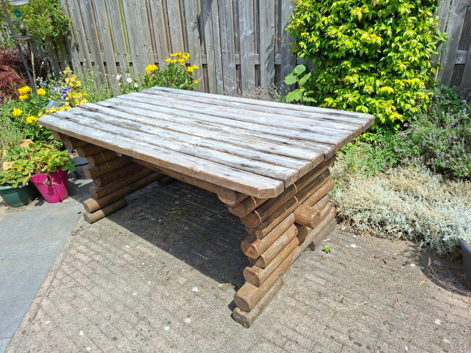 Robuuste houten tuintafel - Gebruikt, Tuin en Terras, Ophalen, Gebruikt, Rechthoekig, Hout