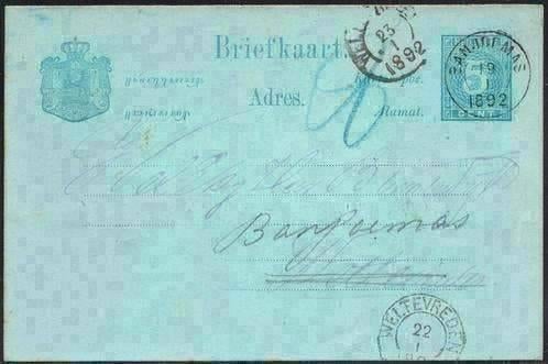 P003 Briefkaart Nederlands Indie Kleinrondstempel Banjoemas, Postzegels en Munten, Ophalen of Verzenden, Briefkaart
