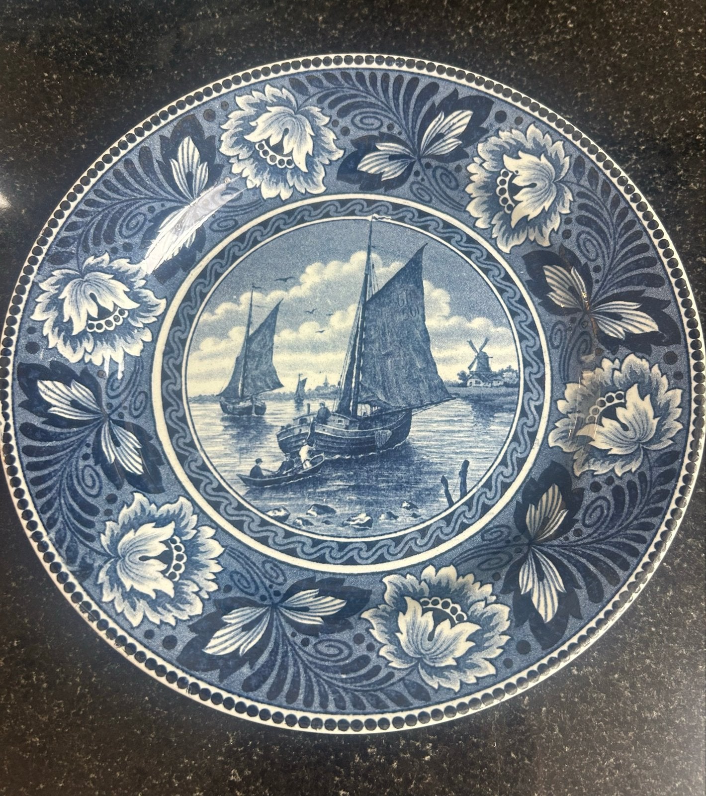 Vintage Delfts Blauw Wandbord - Hollandia Schepen, Ophalen