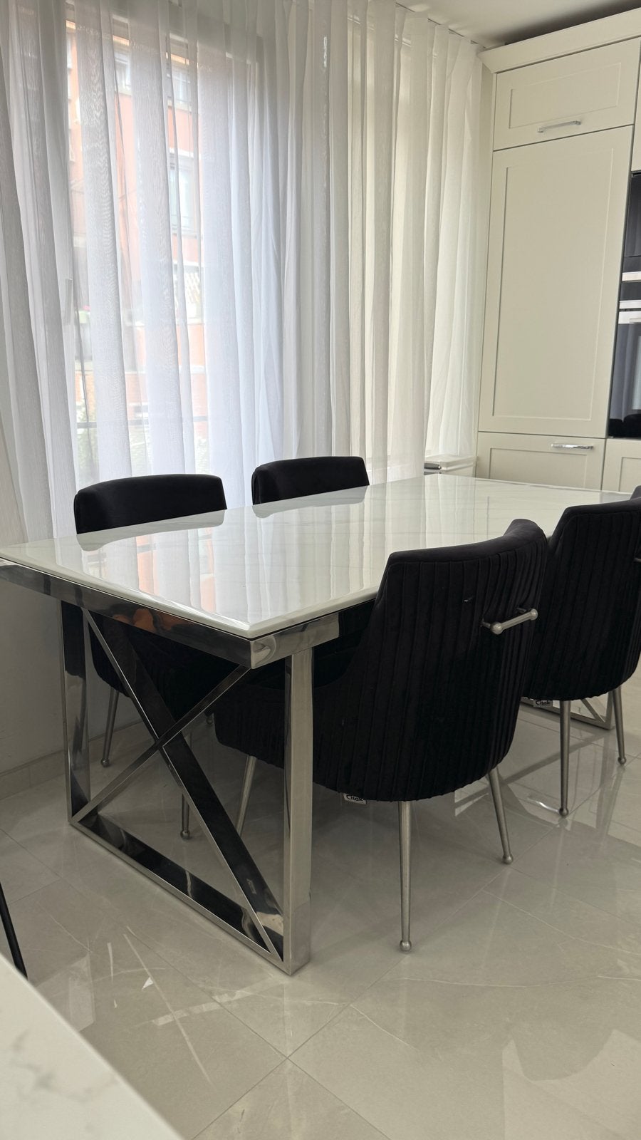 Eettafel 180x90 met 4 stoelen, Huis en Inrichting, Ophalen, Gebruikt, 50 tot 100 cm, Vier personen