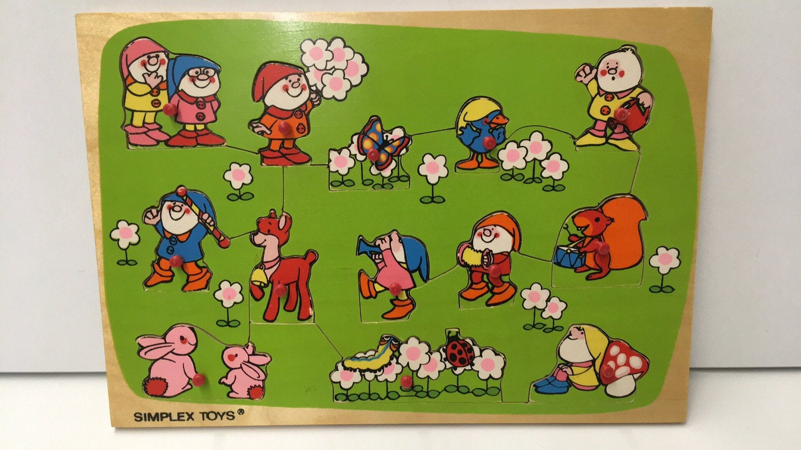 Simplex kabouter puzzel met nopjes, Ophalen of Verzenden, Gebruikt, 4 tot 6 jaar, Van hout