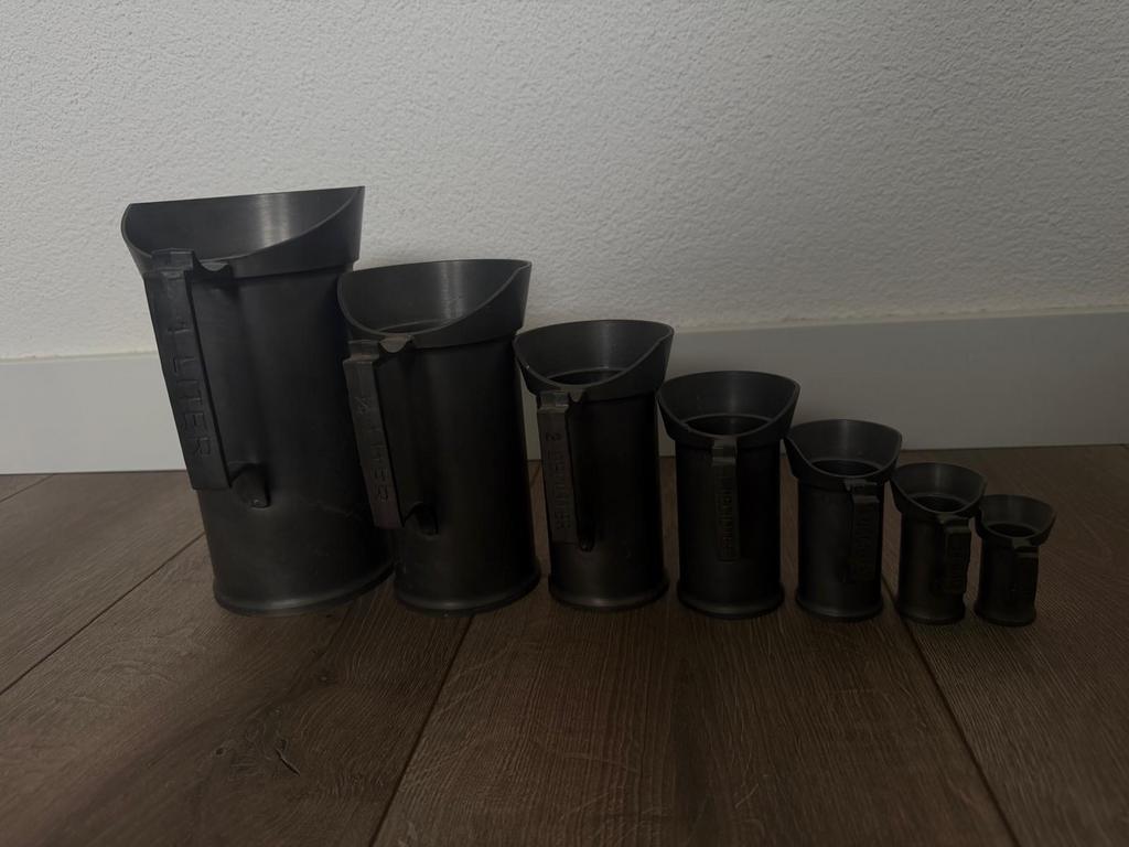 Antieke tinnen maatbekers set - 7 stuks, Antiek en Kunst, Antiek | Tin, Ophalen