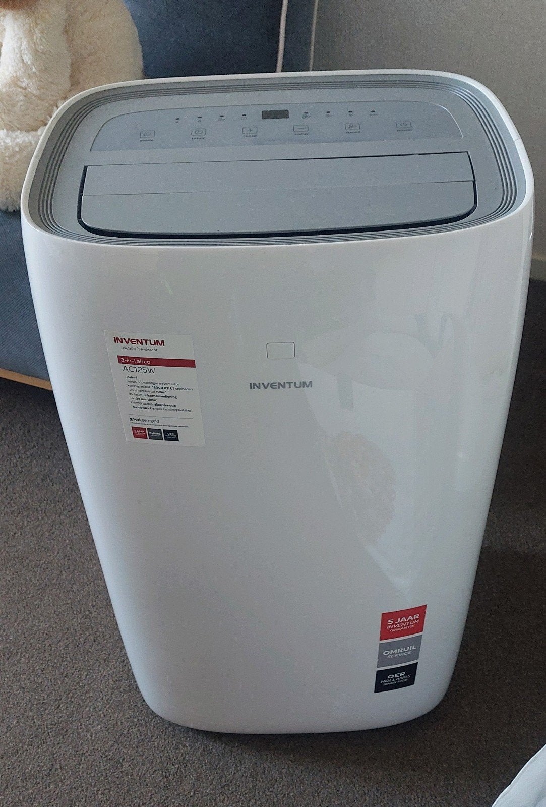 Inventum AC125W mobiele airco, Witgoed en Apparatuur, Ophalen, Gebruikt, 3 snelheden of meer, Koelen en Ontvochtigen