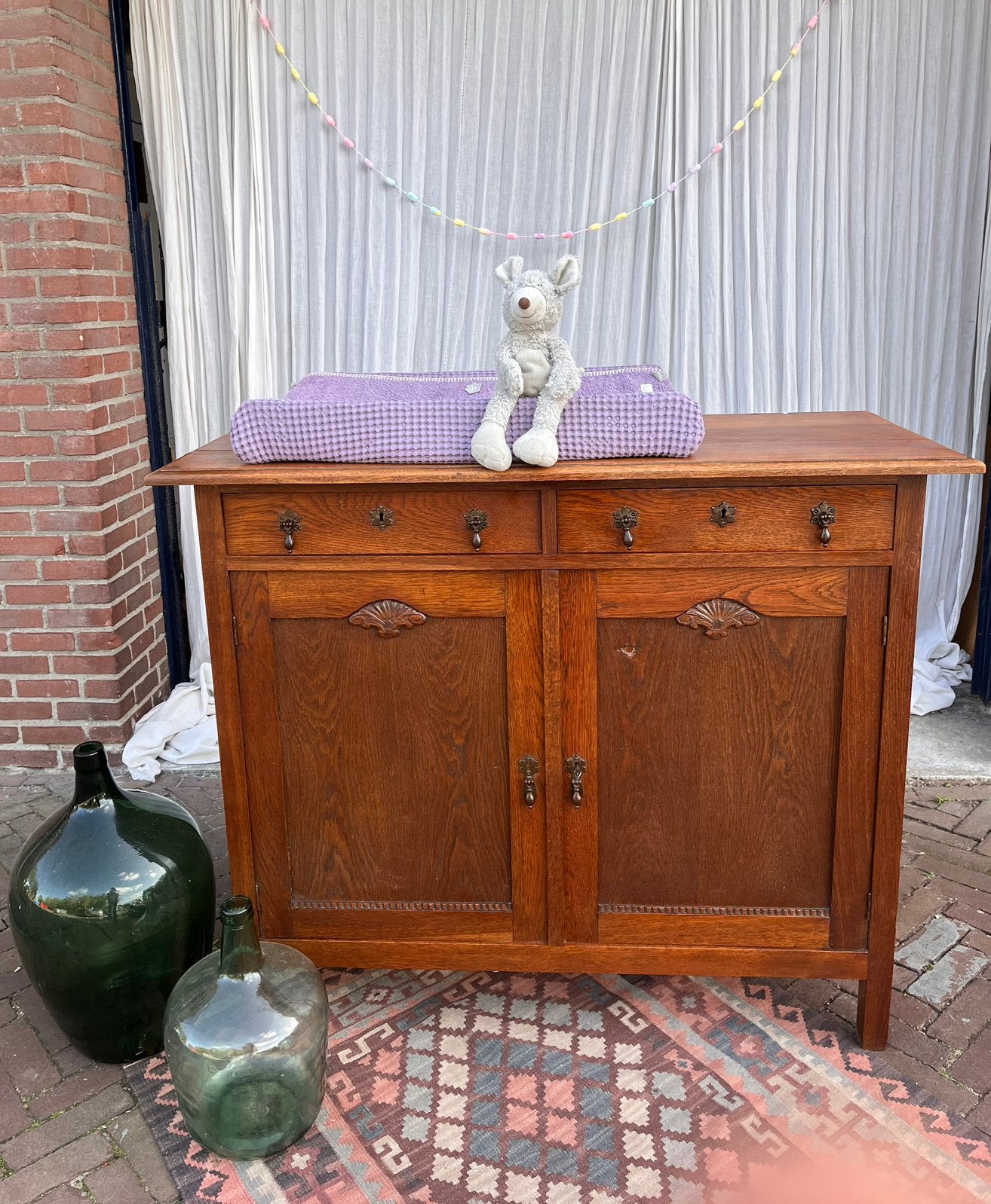 Brocante eiken commode, Kinderen en Baby's, 50 tot 70 cm, Ophalen of Verzenden, 90 tot 105 cm, 100 cm of meer