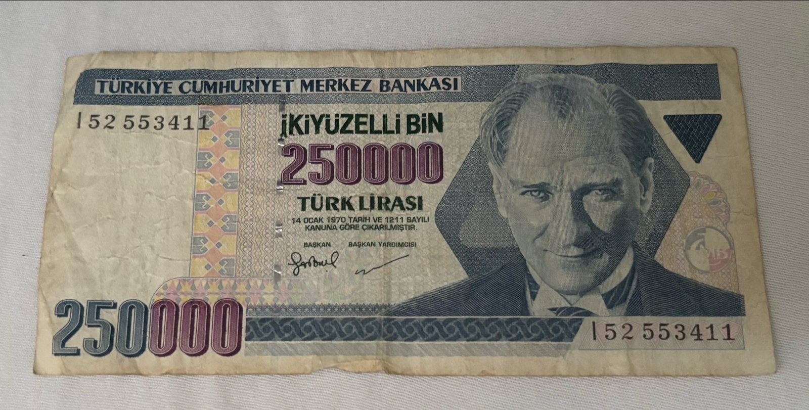 Turkse Lira 250.000 biljet 1970, Ophalen of Verzenden, Los biljet