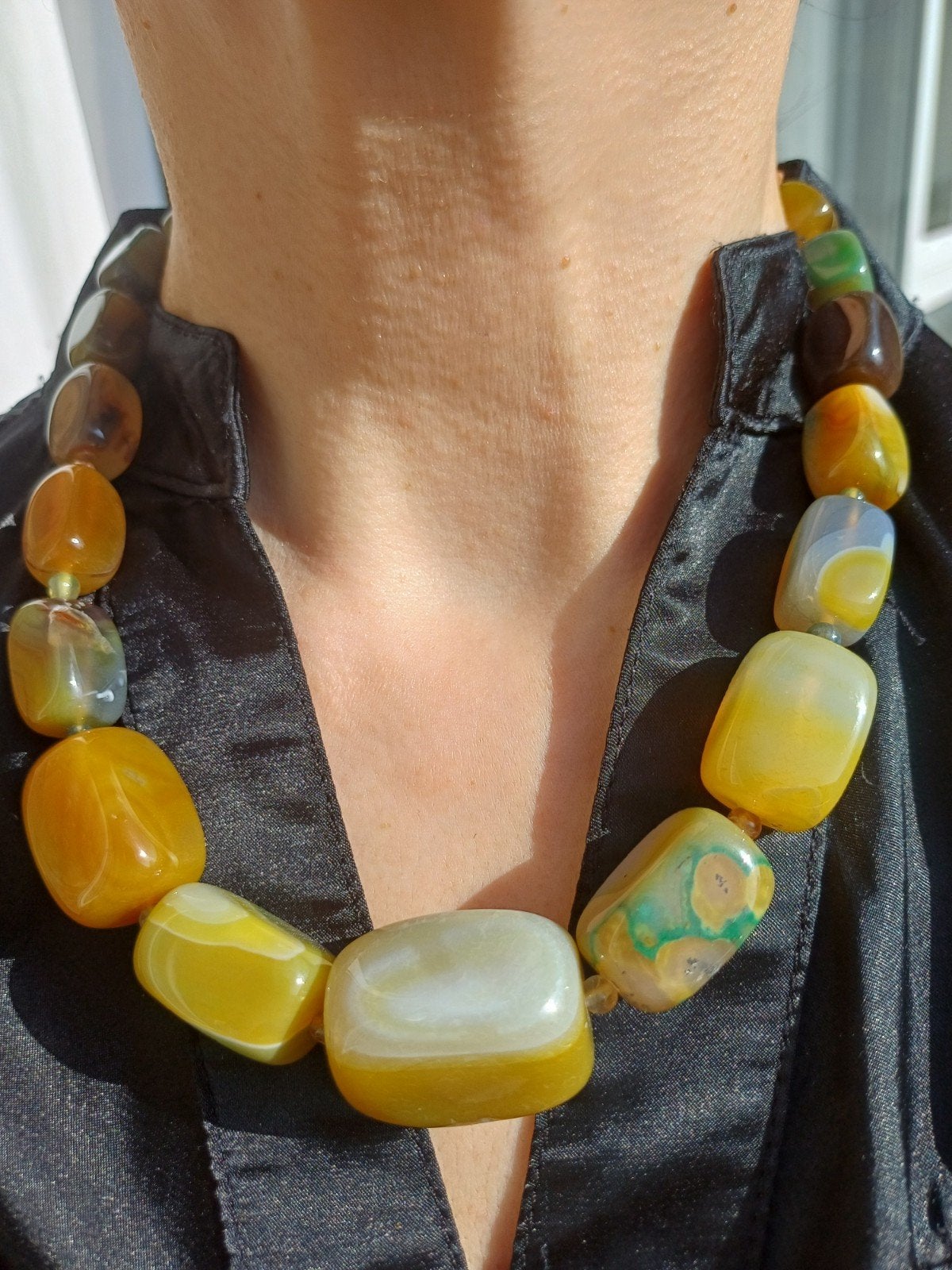 Vanoli collier / ketting van honing agaat, Sieraden, Tassen en Uiterlijk, Kettingen, Daiva1973@hotmail.com, Vanoli, Amsterdam