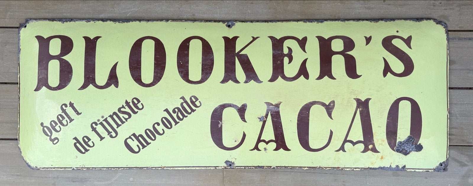 Emaille Reclamebord Blooker's Cacao, Verzamelen, Merken en Reclamevoorwerpen, Ophalen, Reclamebord