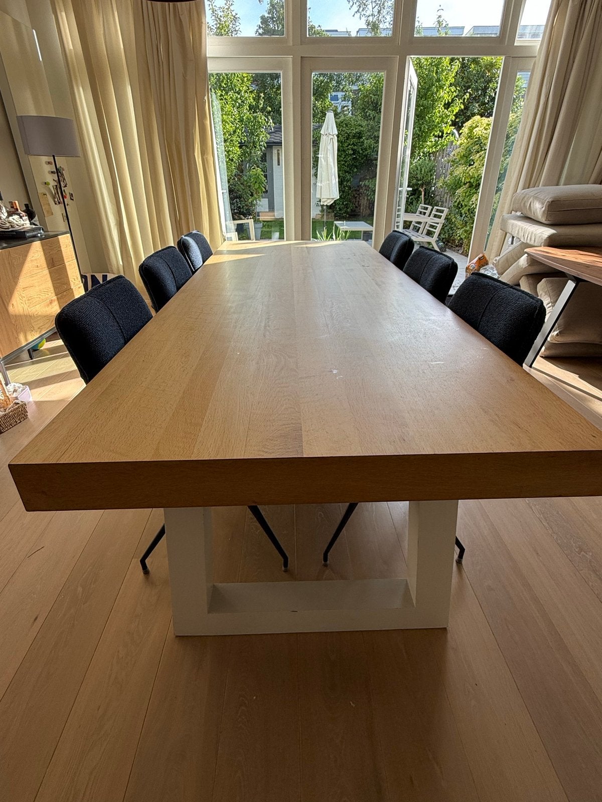 Stevige eikenhouten tafel 260cm, Gebruikt, Verzenden, Eikenhout, 200 cm of meer