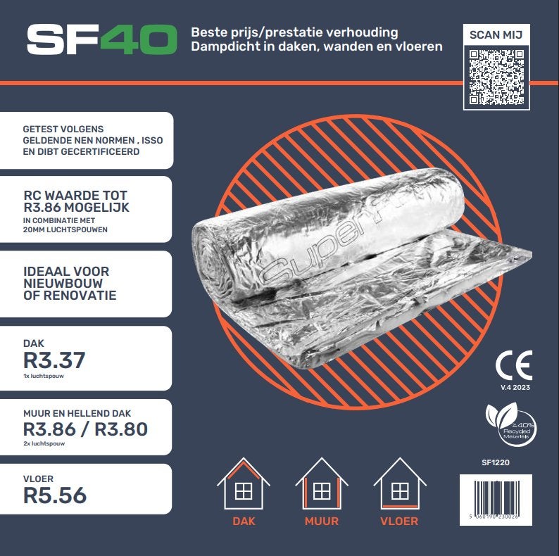 9 rollen SuperFOIL SF40 Isolatiefolie (1.5 x 10m), Ophalen, Overige materialen, 4 tot 8 cm, SuperFOIL
