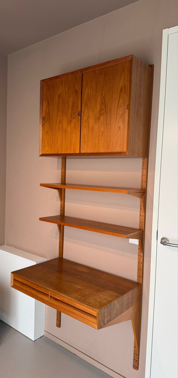 Vintage bureau wandsysteem van Poul Cadovius, Ophalen, Gebruikt, Teakhout, 50 tot 100 cm