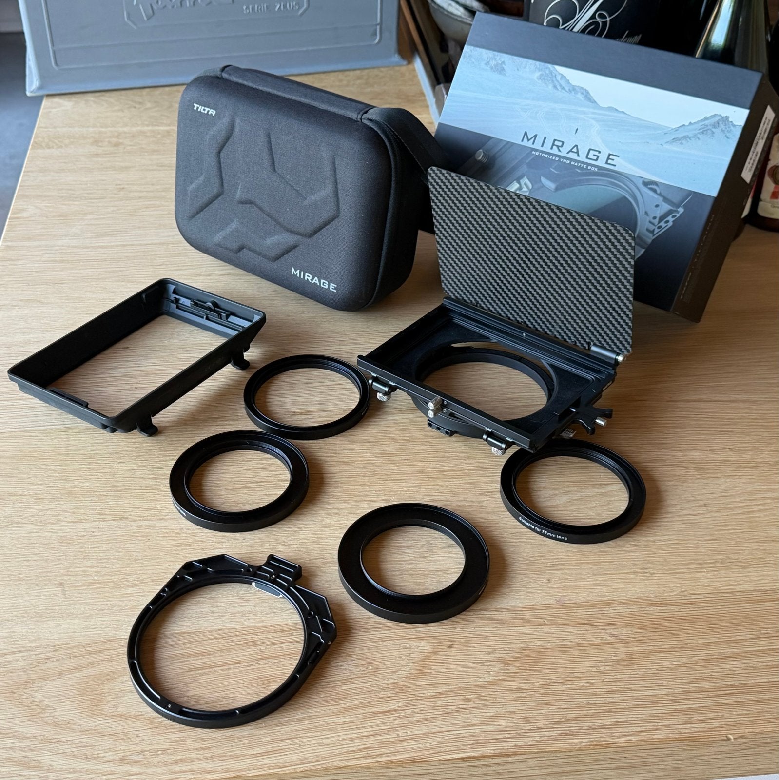 Tilta Mirage Matte Box met polarpro filter en een ND8 filter, Overige merken, Inclusief opbergcase, Zo goed als nieuw, Filterset
