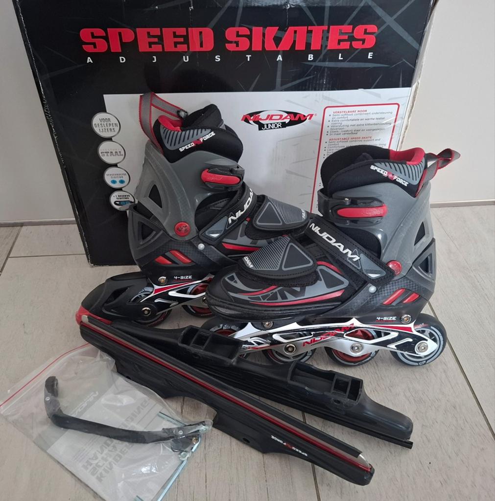Nijdam speed combi ice skates verstelbaar Maat 33-36, Overige merken, Verstelbaar, Kinderen, Ophalen of Verzenden