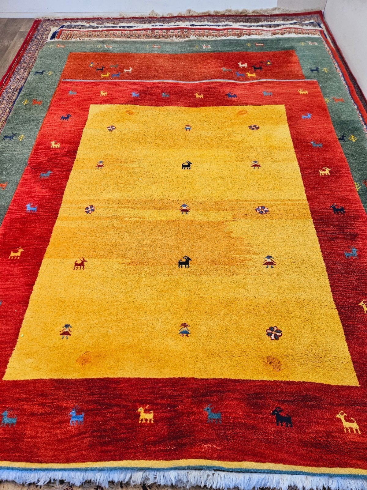 Perzisch Handgeknoopt Gabbeh Tapijt. Prachtige kleuren!, Perzisch, 200 cm of meer, Ophalen of Verzenden, Zo goed als nieuw