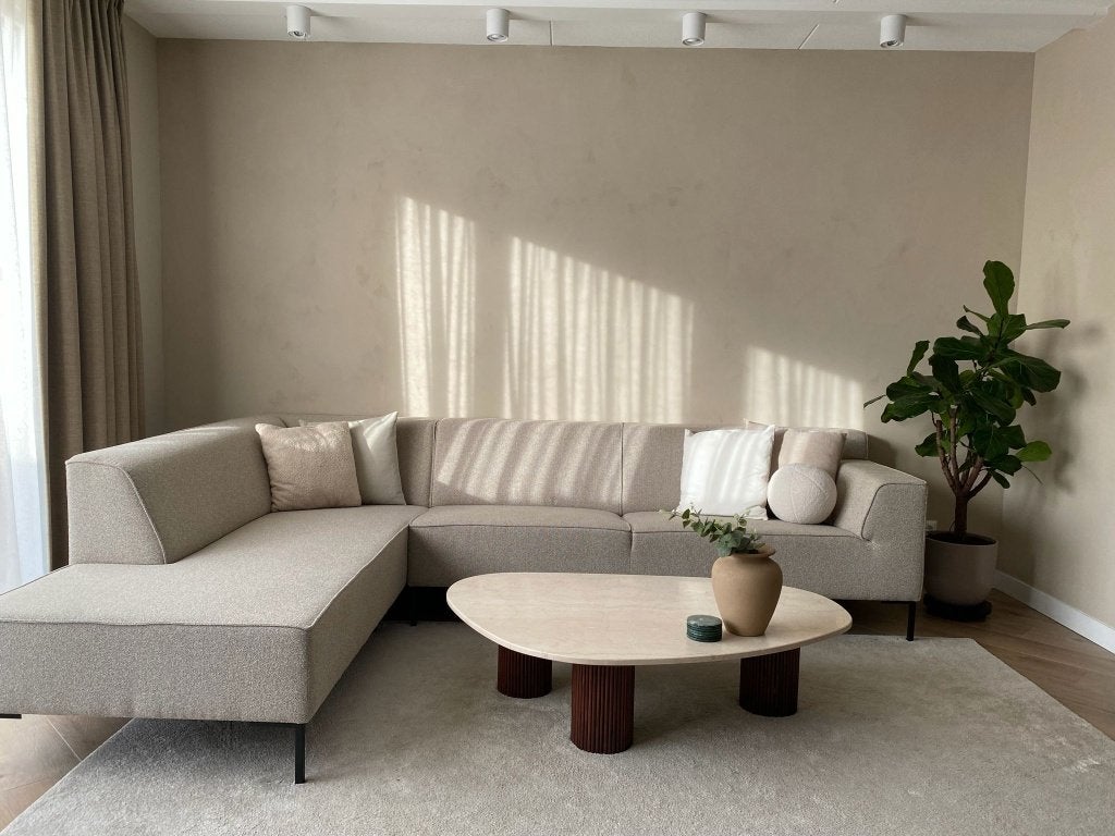 Stijlvolle moderne hoekbank inclusief losse hocker, Huis en Inrichting, Banken | Bankstellen, Ophalen, Hoekbank, 300 cm of meer