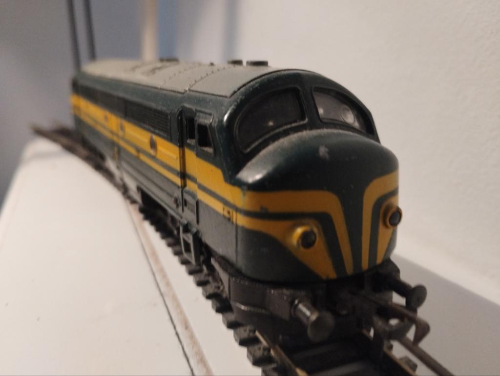 Fleischmann 202 016 locomotief 1385 Nohab groen-geel, Gebruikt, Fleischmann, Ophalen of Verzenden, Analoog