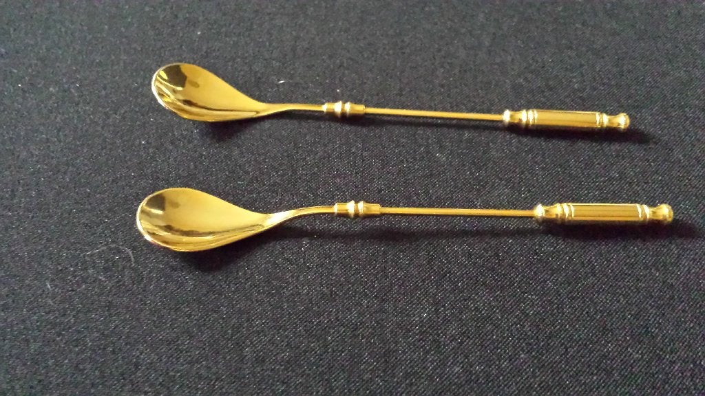2 Luxe LEPELTJES <> SET Goudkleurige Koffie-lepeltjes, Huis en Inrichting, Ophalen of Verzenden, Zo goed als nieuw, Overige materialen
