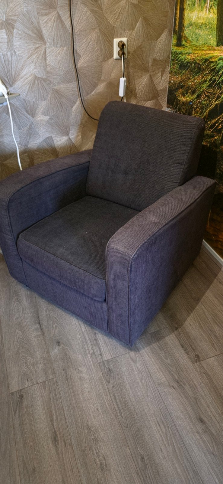 2 stoffen fauteuils in ribstof zwart, Huis en Inrichting, Fauteuils, Ophalen, Gebruikt, 75 tot 100 cm, 75 tot 100 cm
