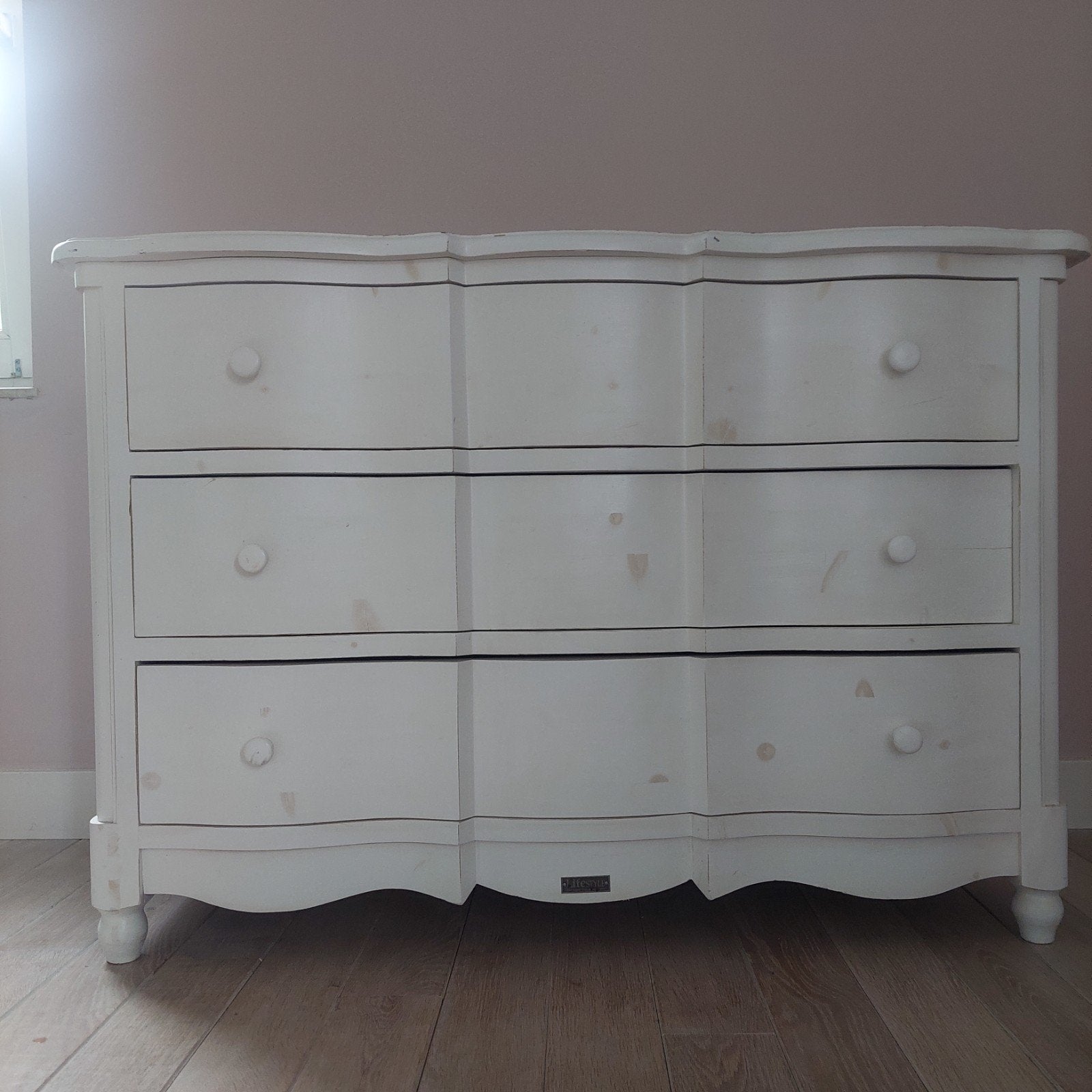 Lifestyle ladekast wit - Brocante stijl, Huis en Inrichting, Kasten | Dressoirs, Ophalen, Gebruikt, 100 tot 150 cm, Brocante, Landelijk