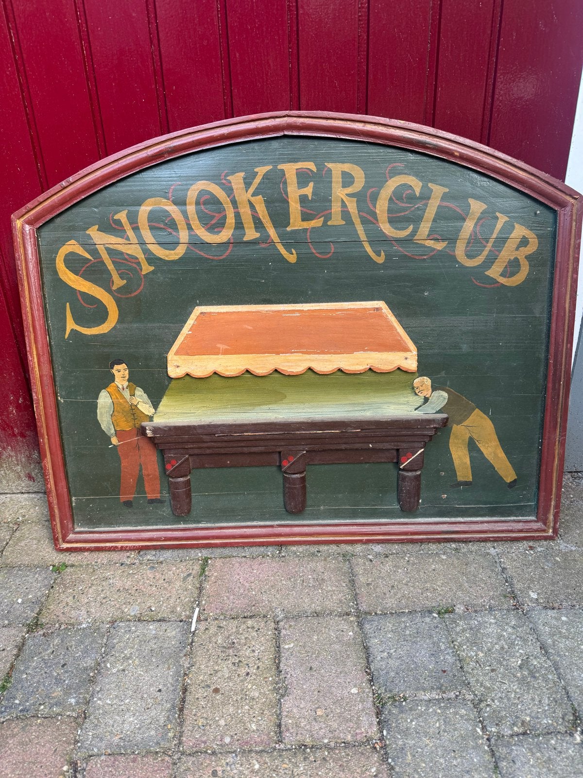 Antiek/Retro Snooker Club Wandbord - 75x60cm, Ophalen