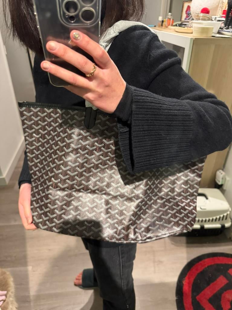 Goyard Bag Black Large Canvas Tote Bag, Ophalen of Verzenden, Nieuw, Zwart, Shopper