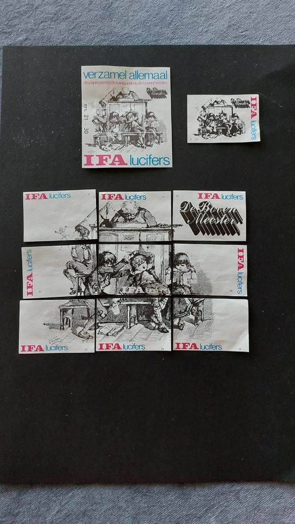 Luifermerken IFA puzzel, de bovenmeester nr. 21-30 + pakmerk, Verzamelen, Verzenden, Gebruikt, Luciferdoosjes of -merken