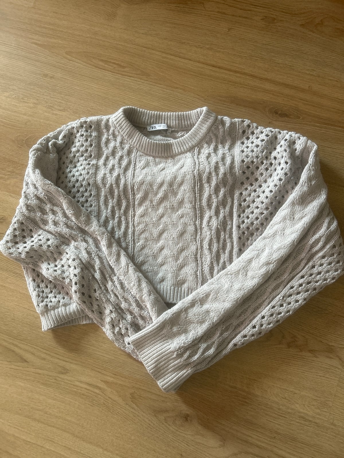 Zara Gebreide Cropped Trui - Beige, Ophalen of Verzenden, Zo goed als nieuw, Maat 36 (S), Beige