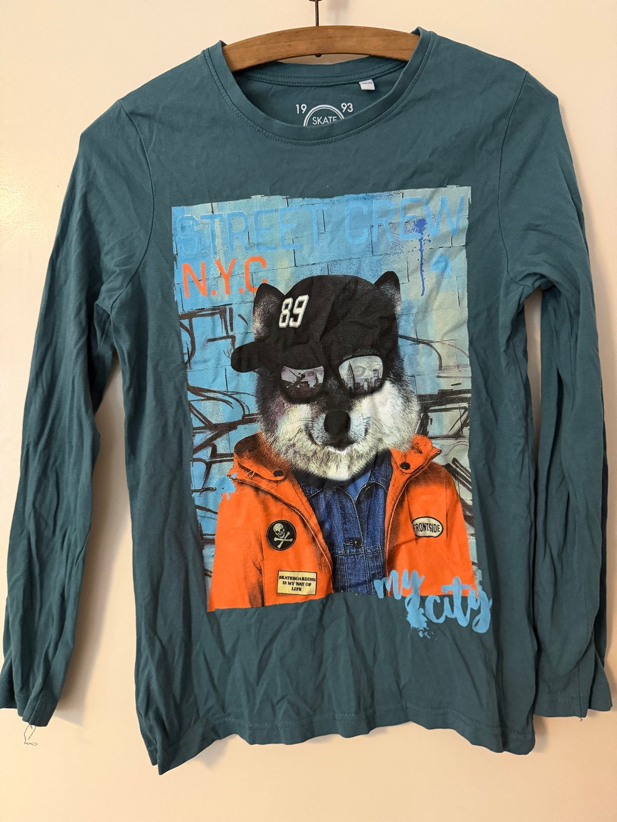 C&A Longsleeve Maat 146/152 met Wolf Print, Ophalen of Verzenden, Gebruikt, Jongen, Shirt of Longsleeve