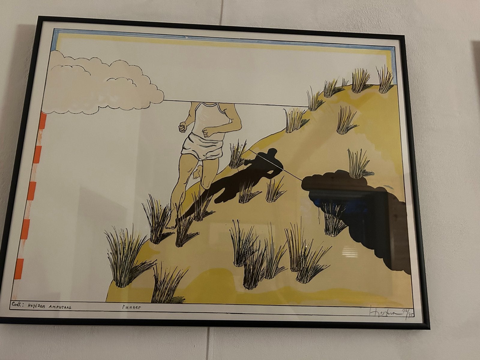 Hannes Postma - 'Code: Horizon Amputaal (runner)' Zeefdruk, Antiek en Kunst, Kunst | Litho's en Zeefdrukken, Gelimiteerde oplage