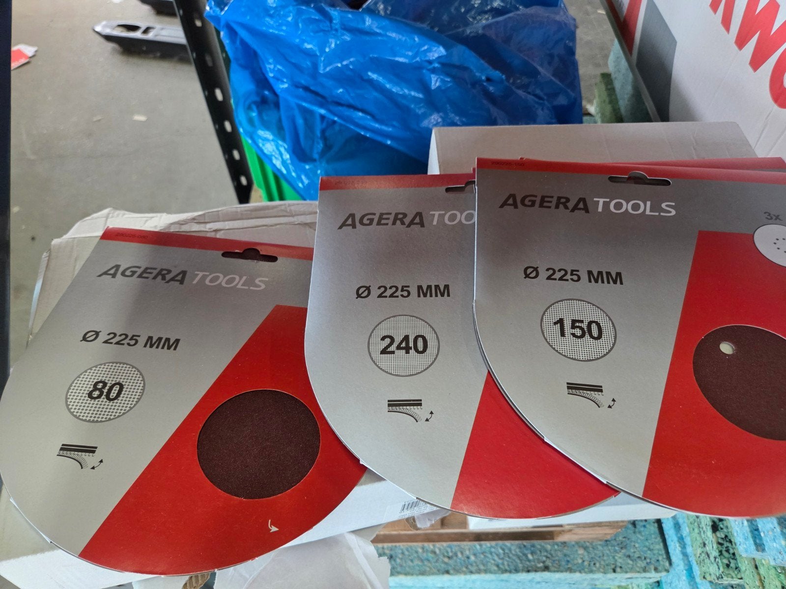 Agera Klittenband Schuurschijven Ø225 MM - Korrel P80, P150, Ophalen of Verzenden, Nieuw, Overige typen, Overige merken