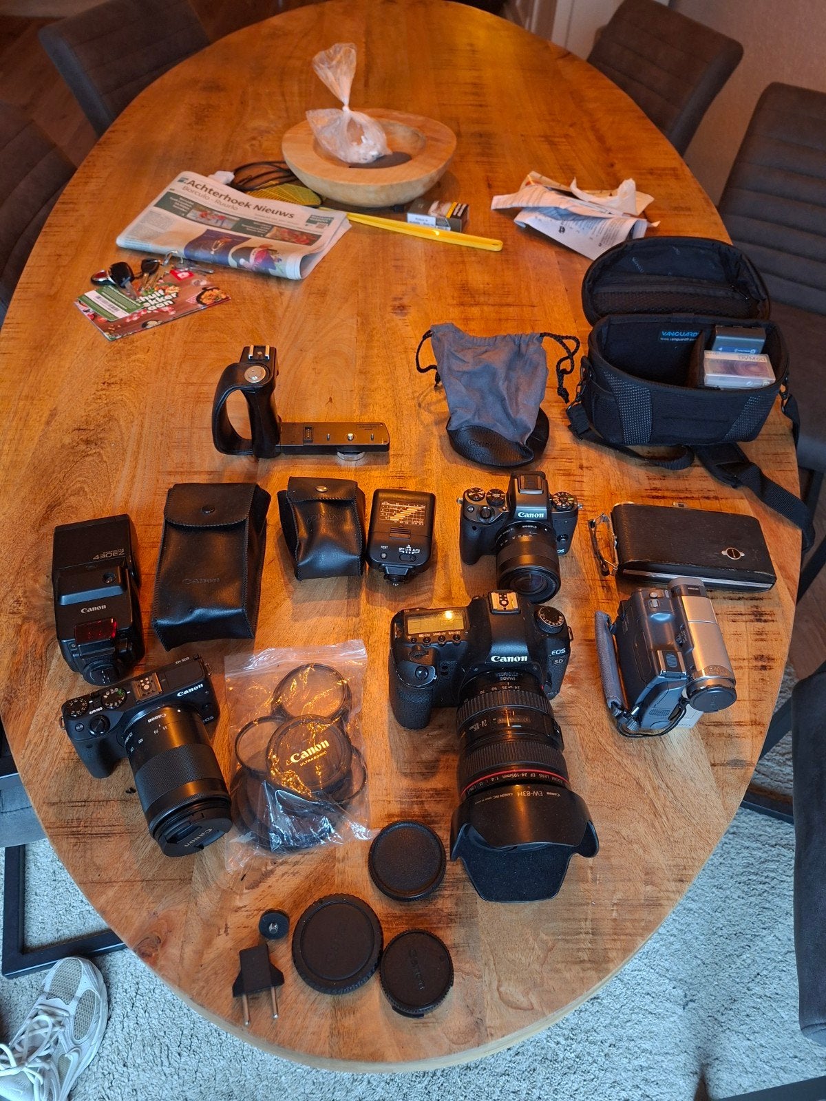 Canon 5D Mark II + 24-105L, EOS M5, M3, flitsers & meer, Gebruikt, Spiegelreflex, Canon, Accu