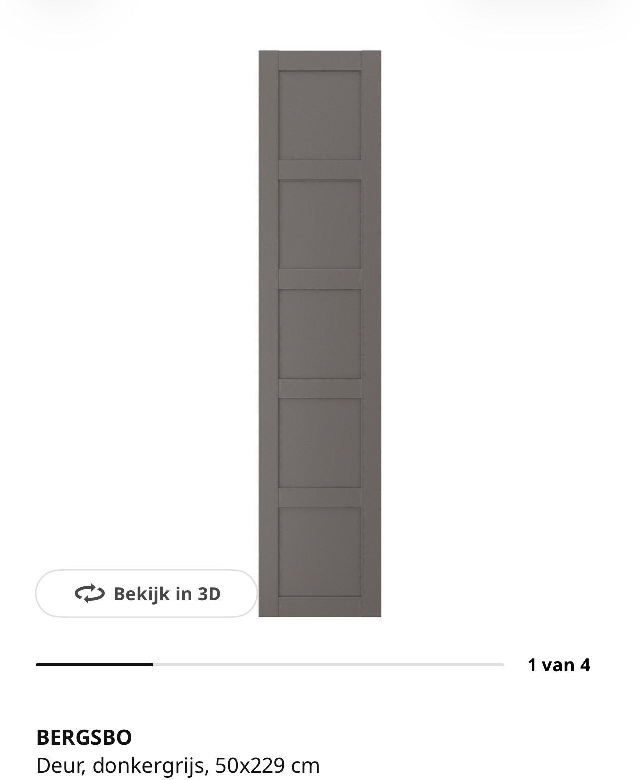 IKEA BERGSBO Deur, donkergrijs, 50x229 cm, Ophalen, Nieuw