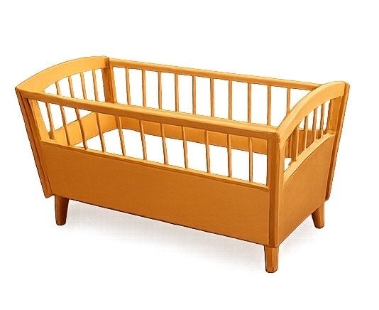 Vintage jaren 60-70 honingkleurig ledikant met nieuwe matras, Ophalen, Gebruikt, Ledikant