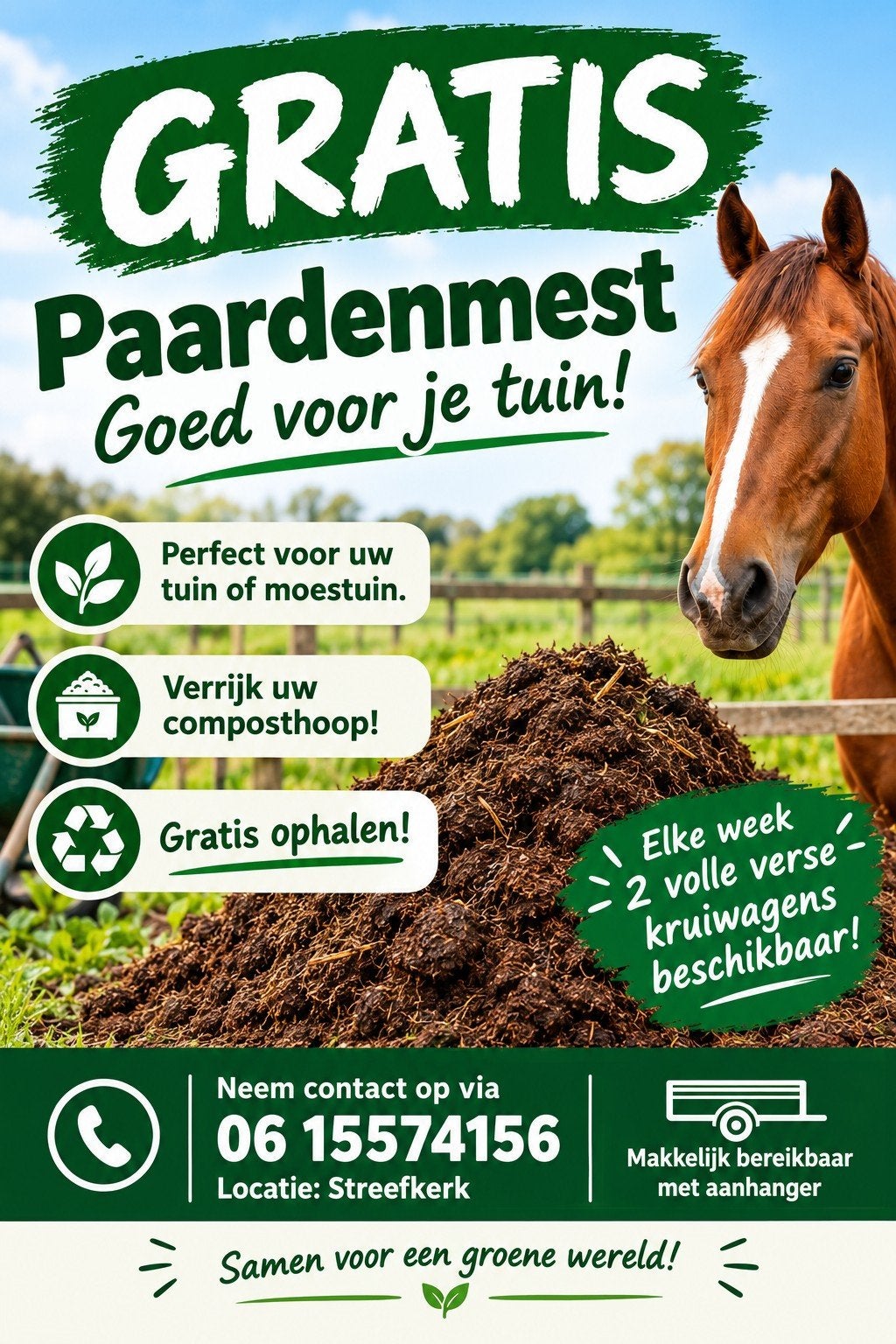 GRATIS paardenmest, Ophalen, Mest