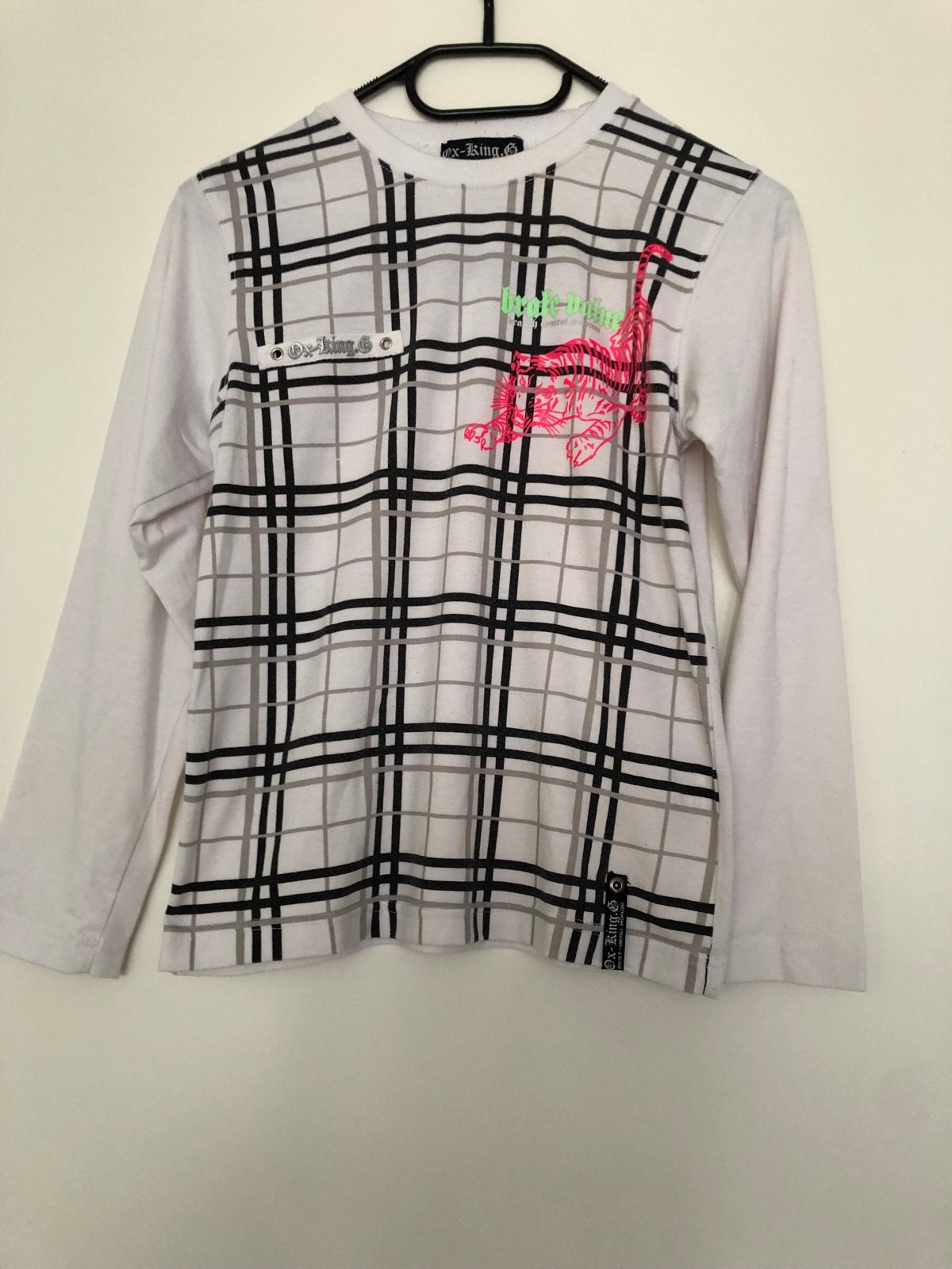 Ex-King.G Longsleeve met ruitpatroon en tijgerprint, Ophalen of Verzenden, Meisje, Shirt of Longsleeve