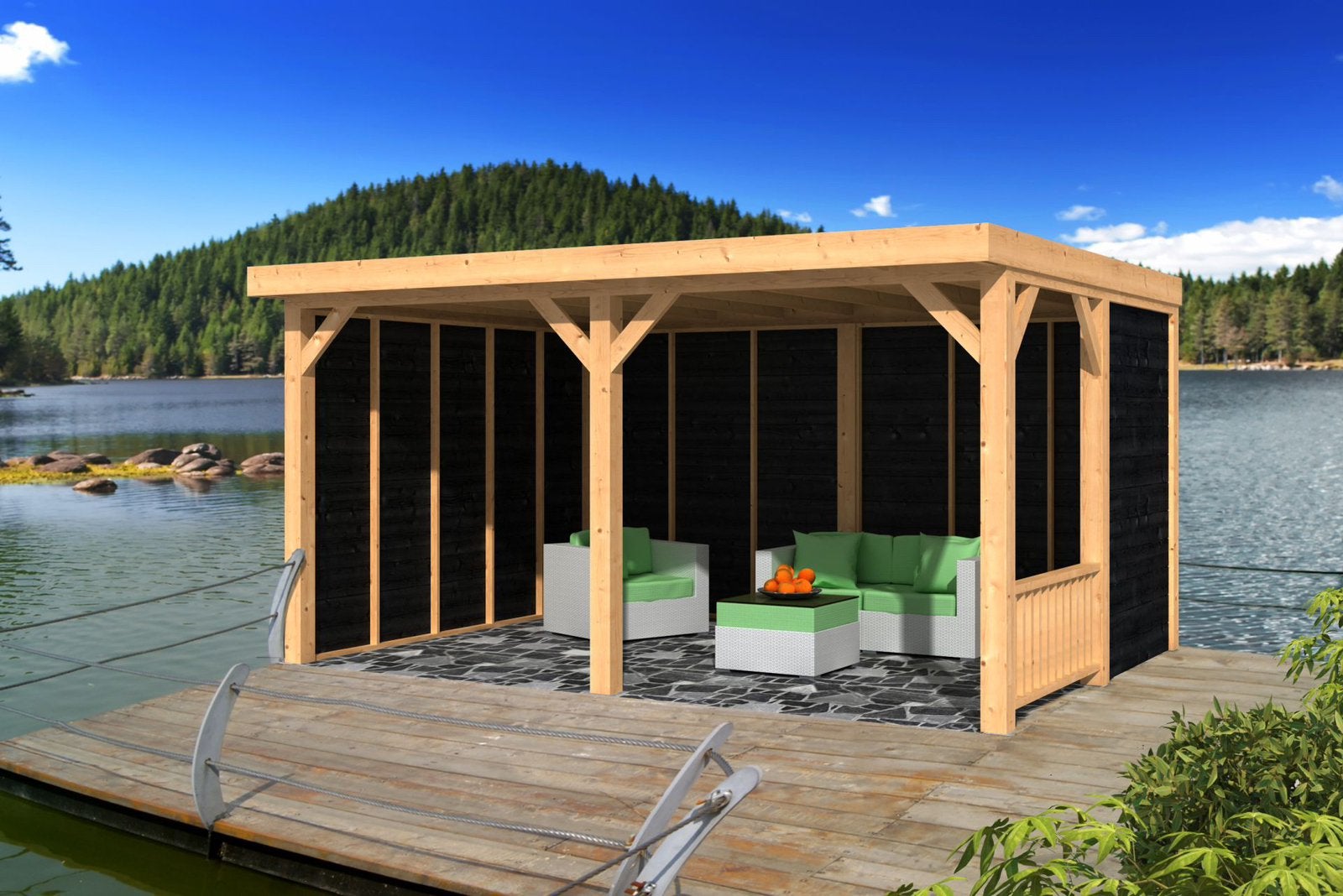 Douglas overkapping 500x370cm aanbieding, Verzenden, Zo goed als nieuw, 250 cm of meer, Planken
