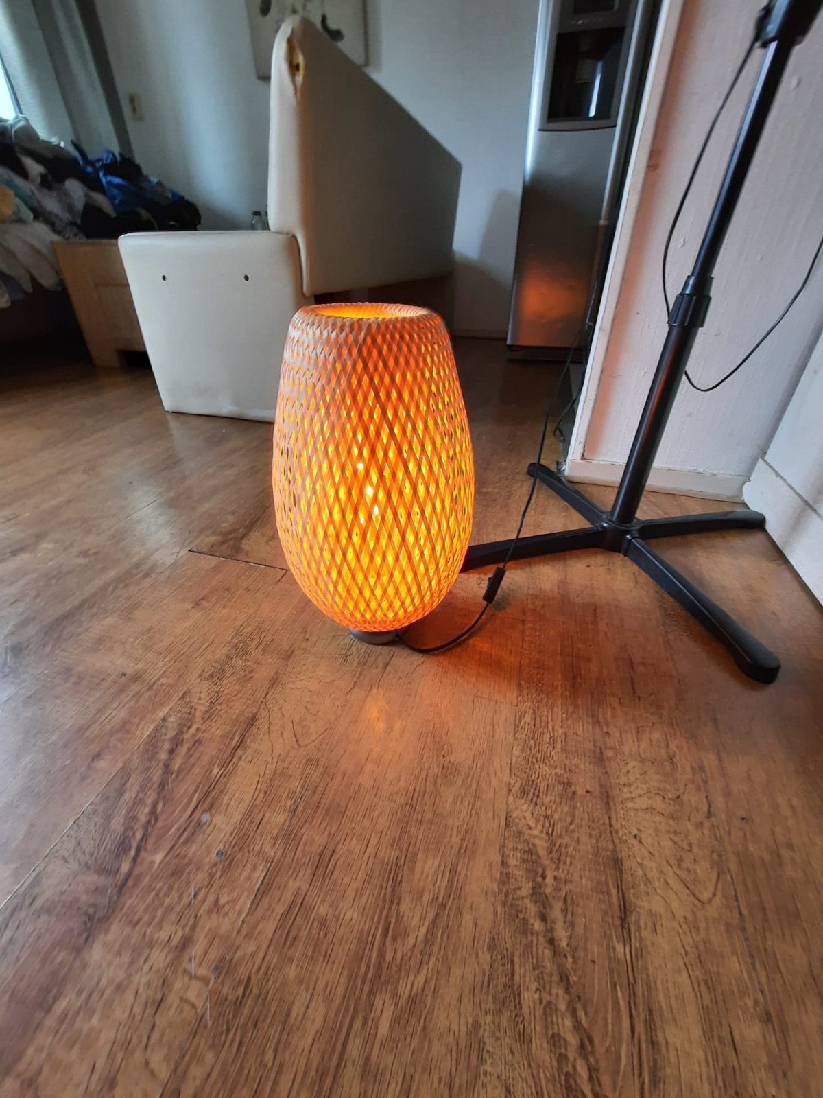 IKEA Bamboe Tafellamp - Boja, Gebruikt, Natuurlijk materiaal, Beige, E14 (klein)