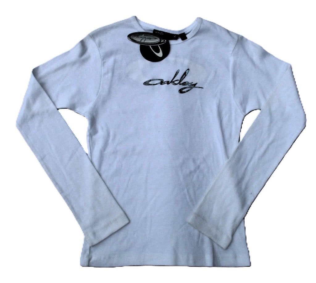 OAKLEY VINTAGE LADIES LONGSLEEVE FLORAL ICON T-SHIRT WHITE, Info@taurusvintage.nl, Wit, Nieuw, WEG EN LAND
