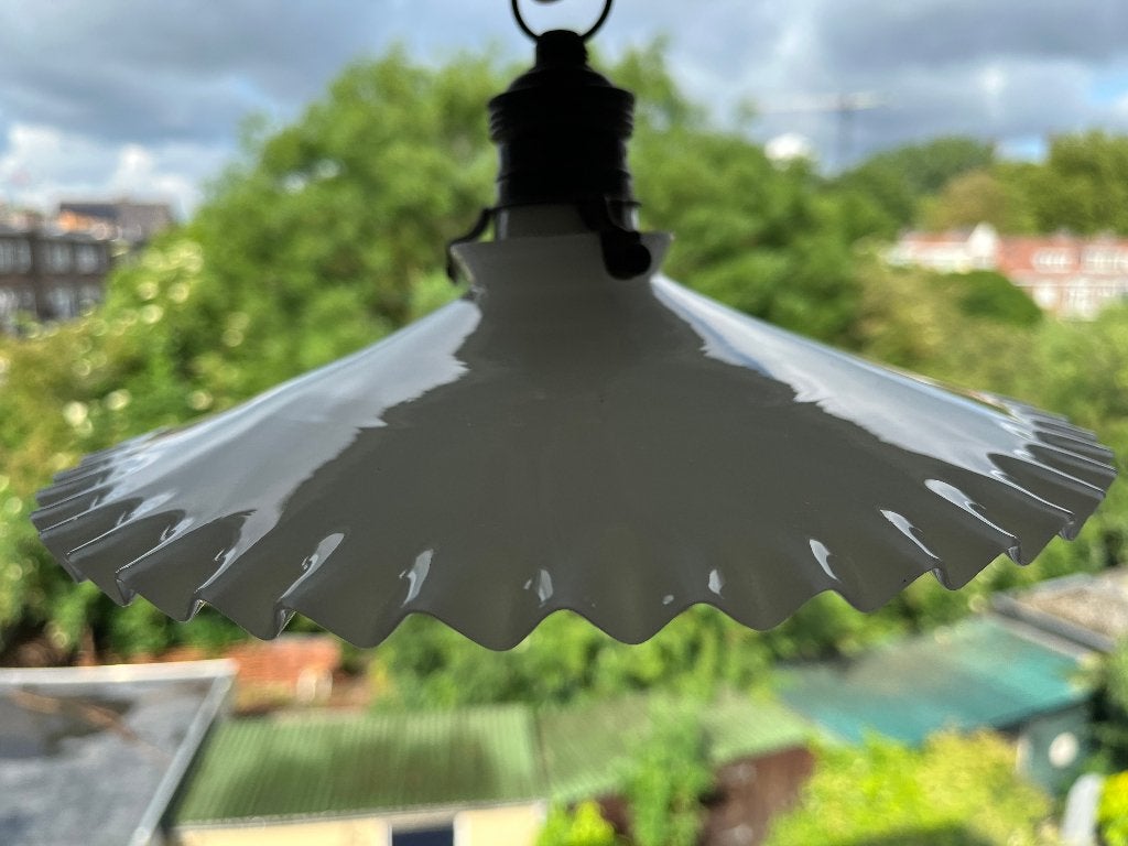 Antiek hanglampje van Koper / Messing / Melkglas / Porcelein, Ophalen, Gebruikt, Antiek design, E27 (groot)